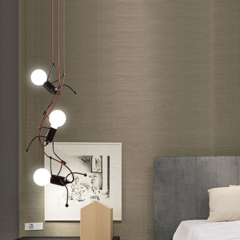 3/6 Glühbirnen menschliche Form Kronleuchter leichter industrielles schwarzes Metallhänge Deckenleitungsraum Esszimmer
