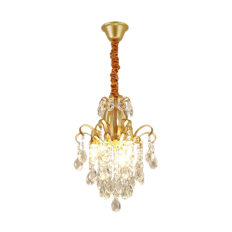 Éclairage de suspension de bras incurvé or moderne 3/7 lumières Crystal Drip lustre luminaire pour le salon