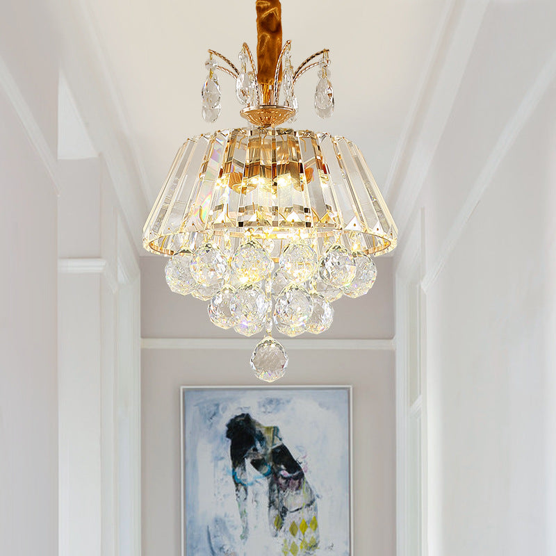 Tiered Chandelier Light Fixture Modern Crystal LED Gold Ceiling Pendant Light for Dining Room,12"/18" Wide