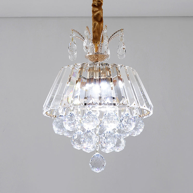 Tiered Chandelier Light Fixture Modern Crystal LED Gold Ceiling Pendant Light for Dining Room,12"/18" Wide