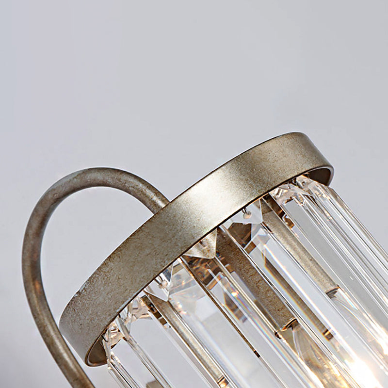 Prismatic Crystal Cylinder Wall Light Fixture Modern 1 Light Gold/Black Wall Mount Light