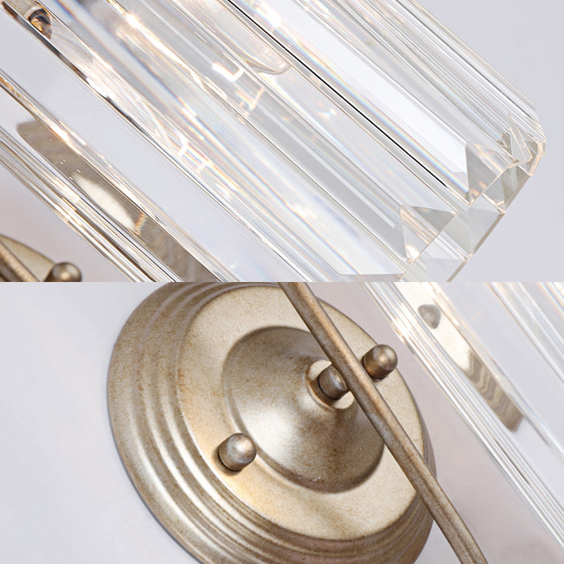 Prismatic Crystal Cylinder Wall Light Fixture Modern 1 Light Gold/Black Wall Mount Light