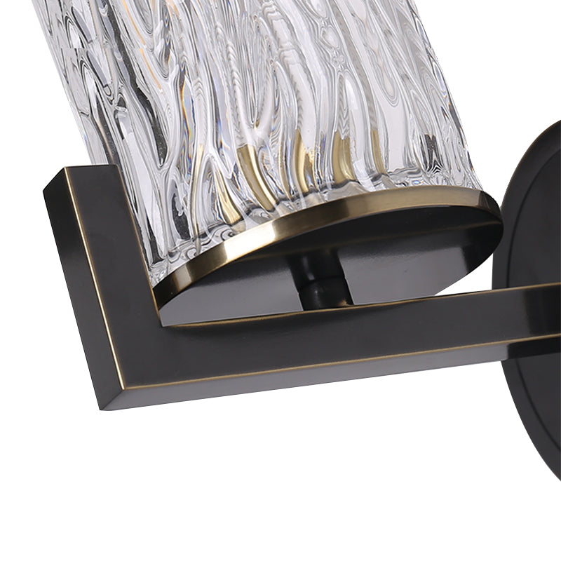 Cylindre luminaire mural en verre ondulant 1 montant mural léger en laiton pour chambre à coucher