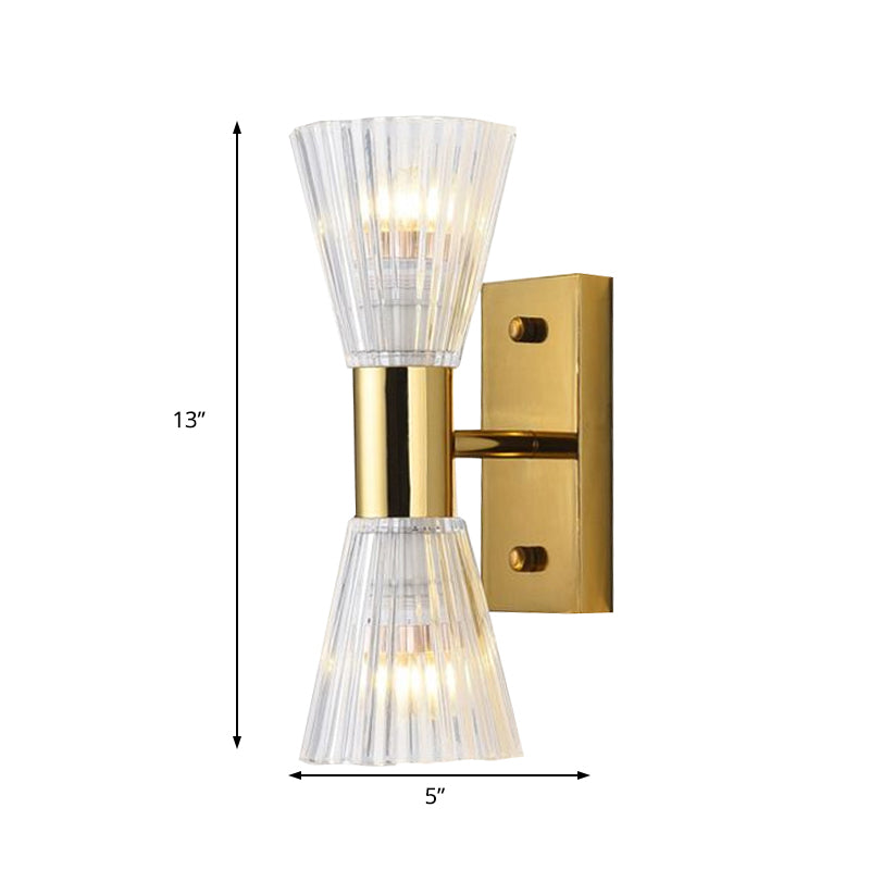 Crystal Hourglass Wall Light Fixture Simple Style 2 Lights Gold Up and Down Wall Sconce Light