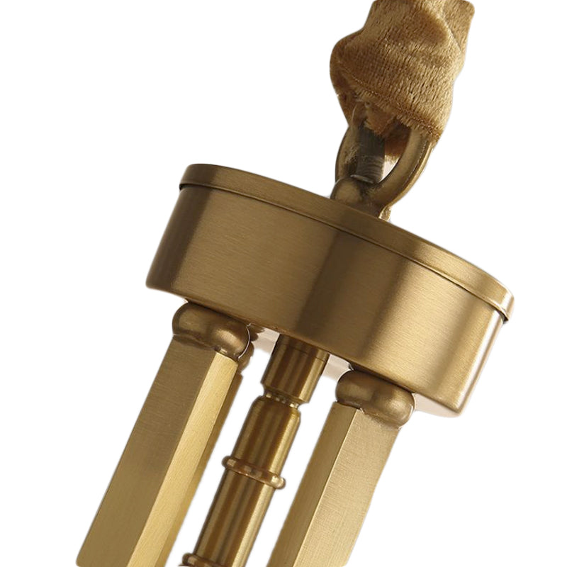 Crystal Rod Drum Chandelier Light Nordic 4 Lights Brass Hanging Ceiling Light for Dining Room