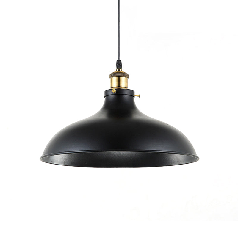 Wrought Iron Domed Ceiling Fixture Industrial 12"/14" W 1 Light Dining Room Pendant Lighting in Weathered Brass/Black