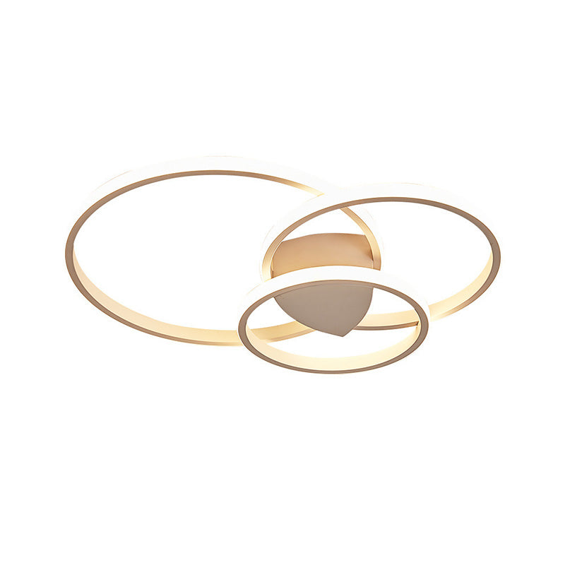 3-Ring LED Bedroom Ceiling Light Modern Acrylic Shaded White/Coffee Flush Mount in Warm/White/Natural Light