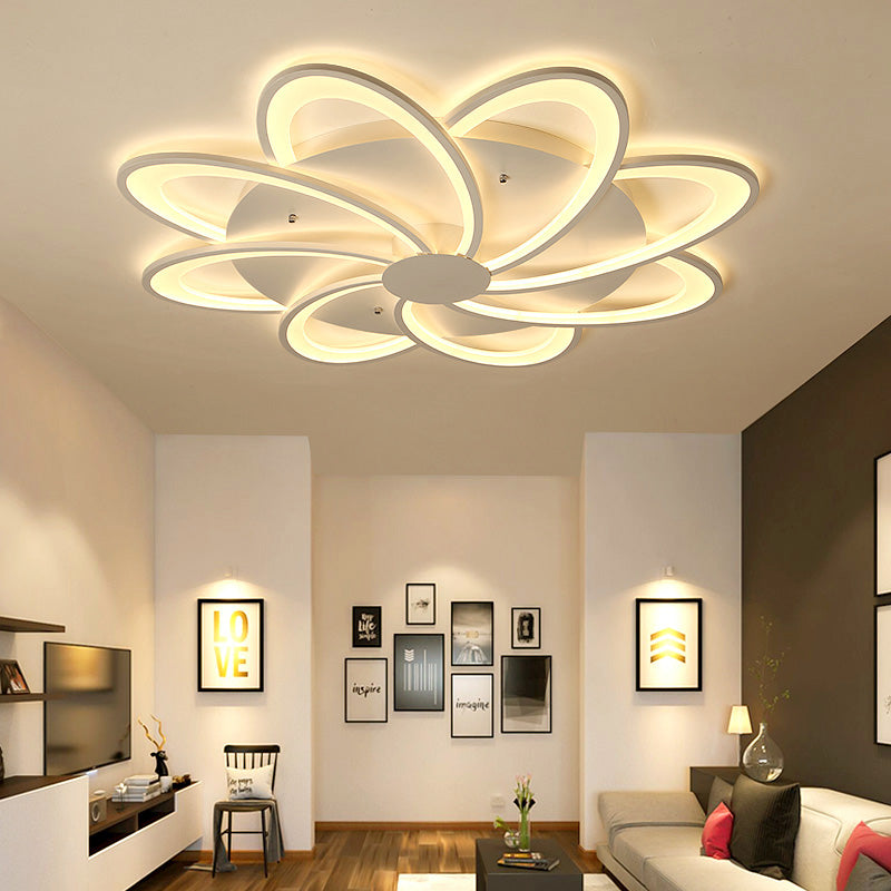 Contemporary Flower Flushmount Lighting Acrylic 6/7/8-Light Bedroom Ceiling Flush Mount in Warm/White Light