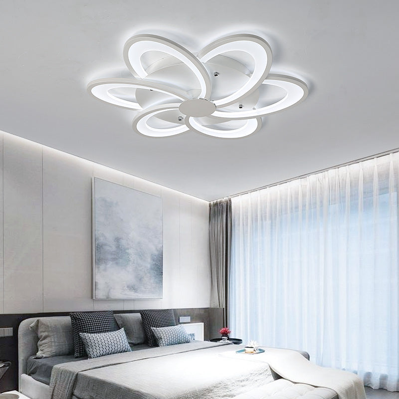 Contemporary Flower Flushmount Lighting Acrylic 6/7/8-Light Bedroom Ceiling Flush Mount in Warm/White Light