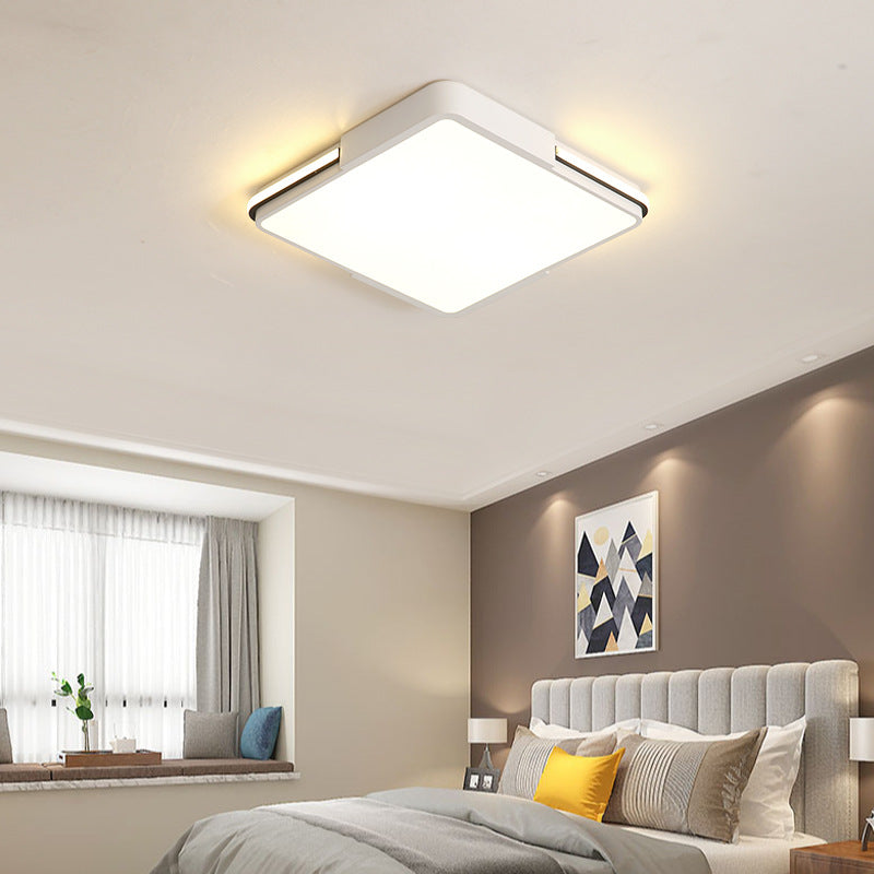 White Square/Rectangular LED Flush Mount Light Simple 16"/19.5"/35.5" Wide Acrylic Bedroom Ceiling Lamp in Warm/White Light