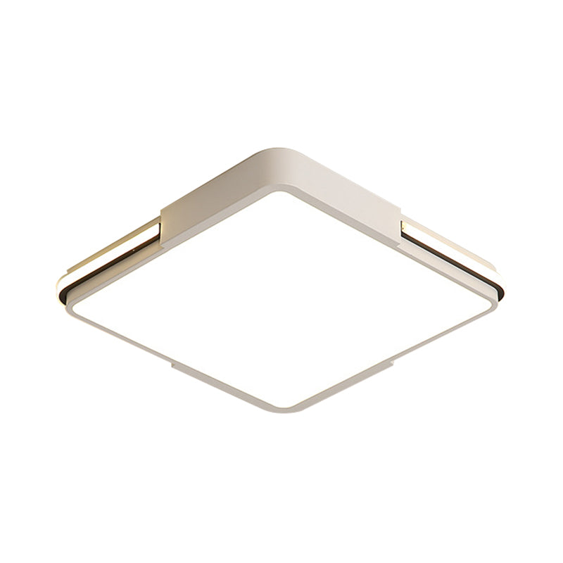 White Square/Rectangular LED Flush Mount Light Simple 16"/19.5"/35.5" Wide Acrylic Bedroom Ceiling Lamp in Warm/White Light