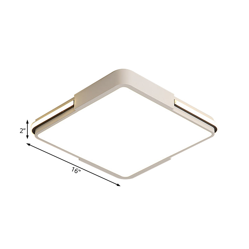 White Square/Rectangular LED Flush Mount Light Simple 16"/19.5"/35.5" Wide Acrylic Bedroom Ceiling Lamp in Warm/White Light