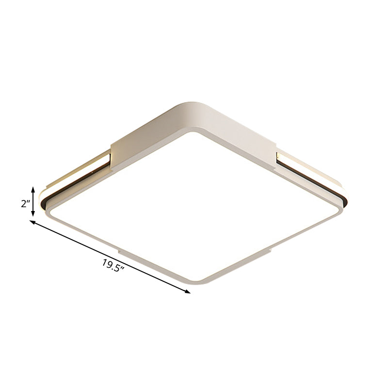 White Square/Rectangular LED Flush Mount Light Simple 16"/19.5"/35.5" Wide Acrylic Bedroom Ceiling Lamp in Warm/White Light