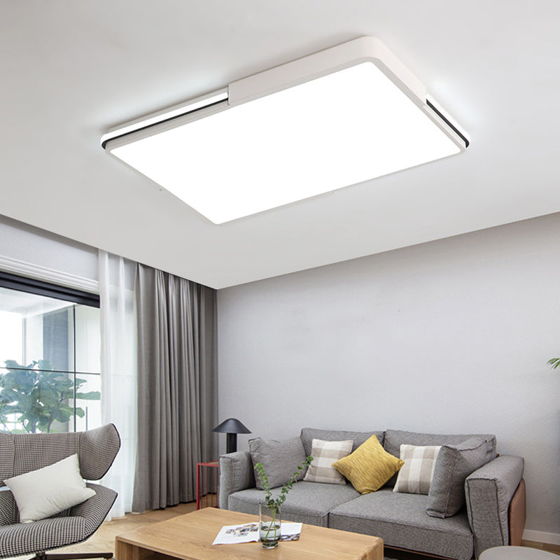 White Square/Rectangular LED Flush Mount Light Simple 16"/19.5"/35.5" Wide Acrylic Bedroom Ceiling Lamp in Warm/White Light