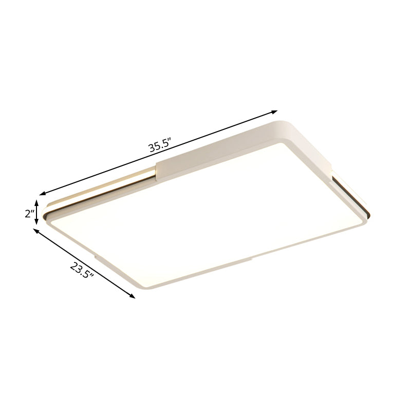 White Square/Rectangular LED Flush Mount Light Simple 16"/19.5"/35.5" Wide Acrylic Bedroom Ceiling Lamp in Warm/White Light