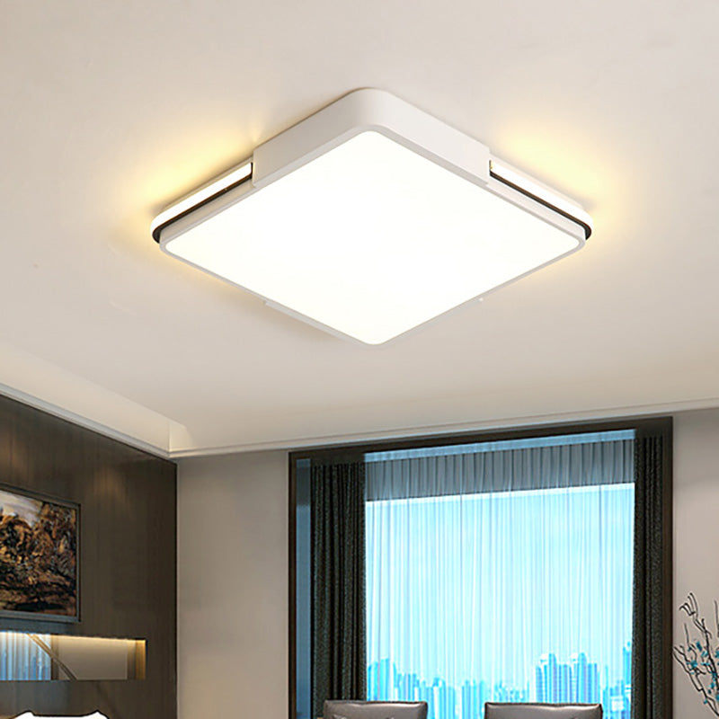 White Square/Rectangular LED Flush Mount Light Simple 16"/19.5"/35.5" Wide Acrylic Bedroom Ceiling Lamp in Warm/White Light