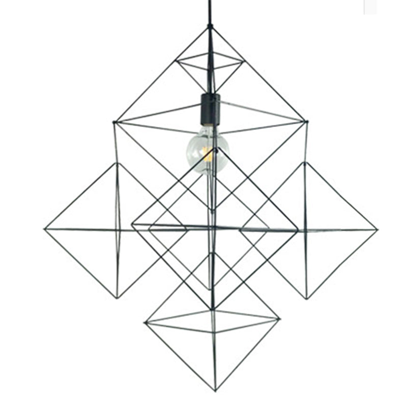Black 1 Light Light Lighting Classic Metal Geometric Hanging Lamp per sala da pranzo