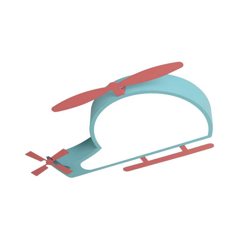 Blauer Hubschrauber Flushmount Beleuchtung Cartoon Style LED Metall Deckenbefestigung Licht mit Acryldiffusor