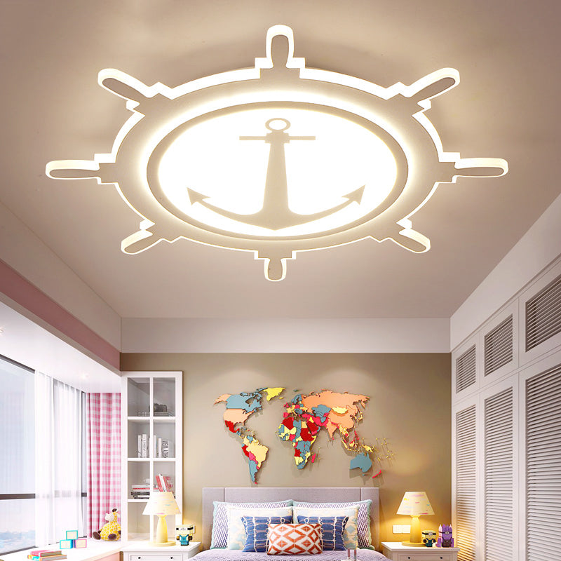 Simplicity Rudder Shaped Flush Ceiling Light Acrylic Kindergarten LED Flush Mount Lighting Fixture in White