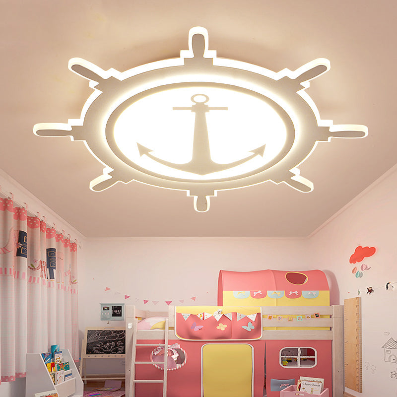 Simplicity Rudder Shaped Flush Ceiling Light Acrylic Kindergarten LED Flush Mount Lighting Fixture in White