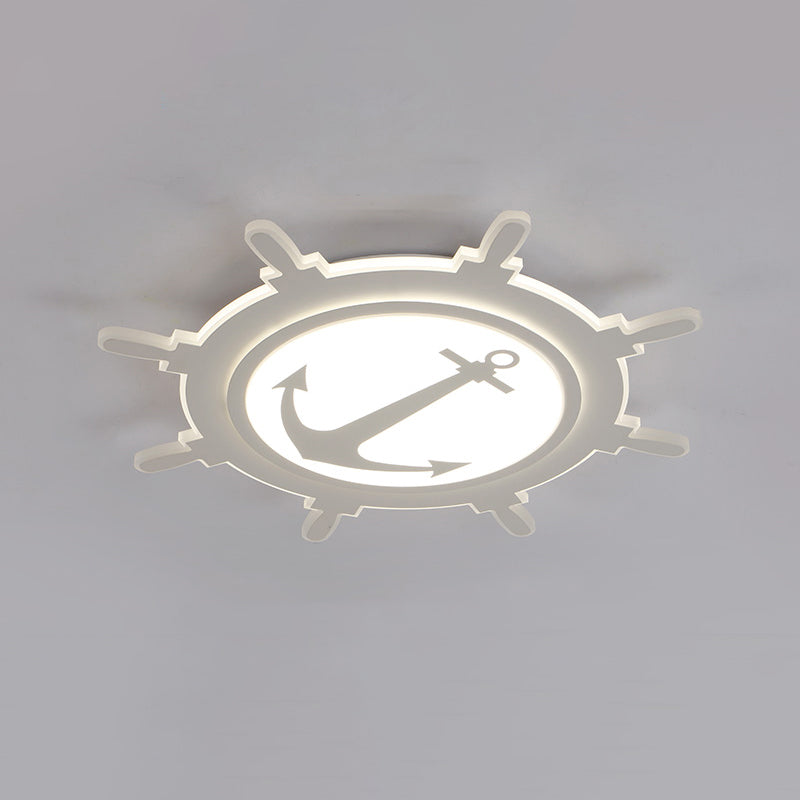 Simplicity Rudder Shaped Flush Ceiling Light Acrylic Kindergarten LED Flush Mount Lighting Fixture in White