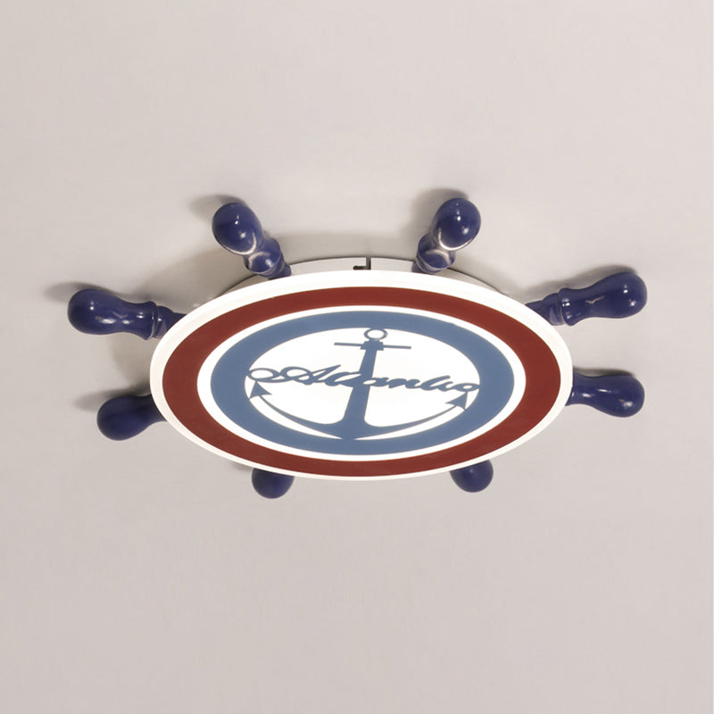 Rudder Nursery Flush Ceiling Light Metallic Cartoon LED Flush Mount Lighting Fixture