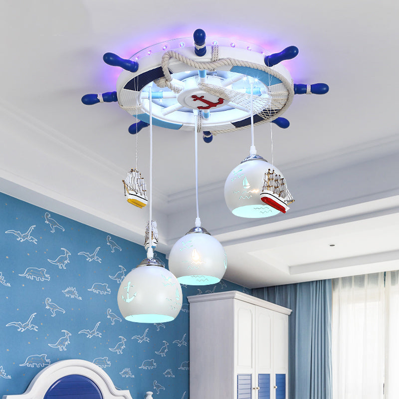 Luminaire encastré à LED à gouvernail métallique Luminaire encastré à LED blanc contemporain avec abat-jour en forme de dôme en verre sculpté