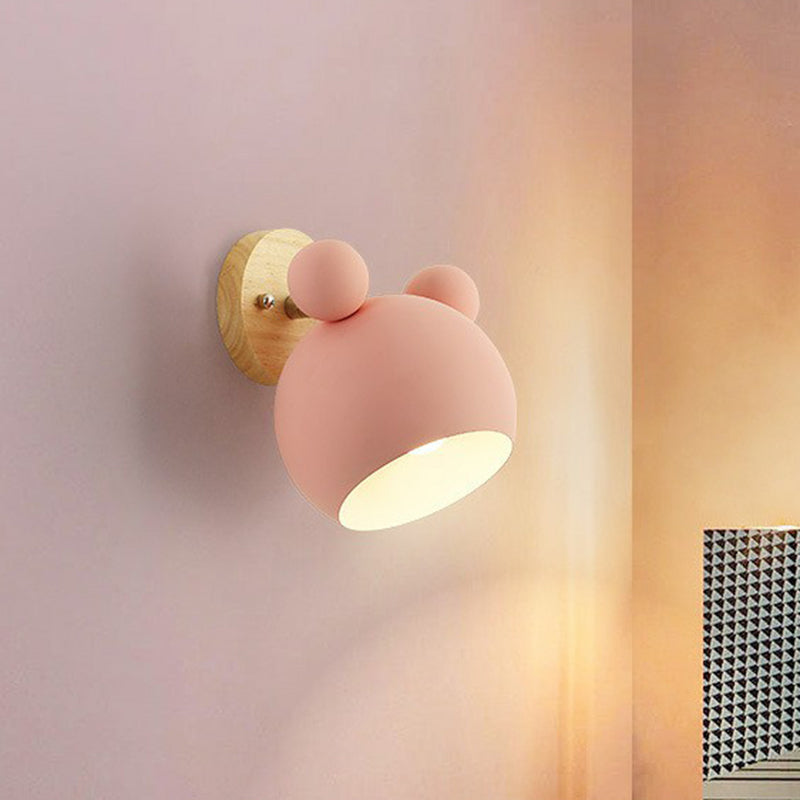 Bear Head Bedroom Wall Mount Light Metallic Single Minimalistic Wall Sconce Light