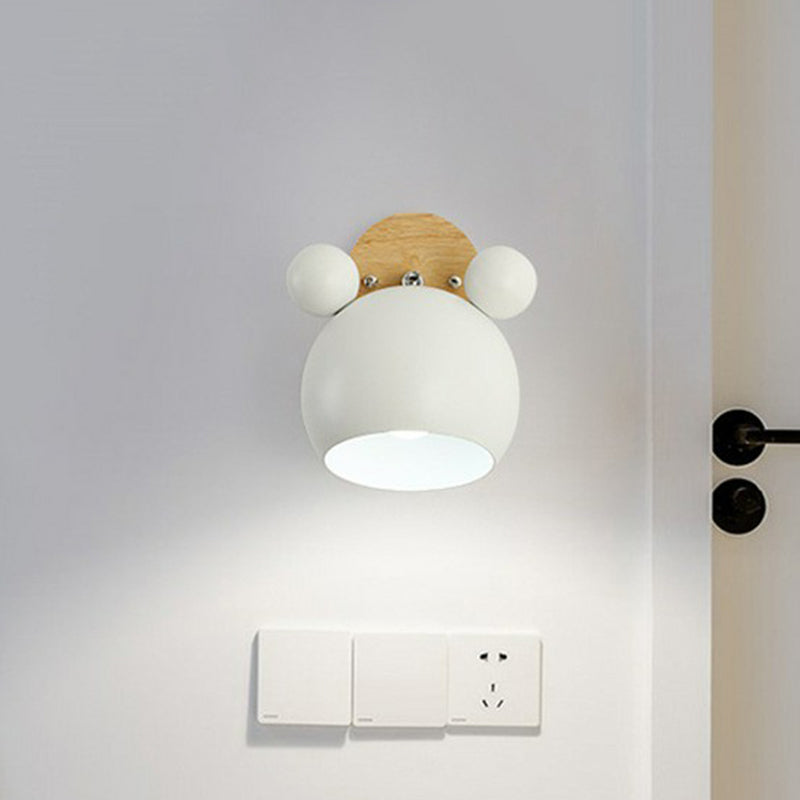 Bear Head Bedroom Wall Mount Light Metallic Single Minimalistic Wall Sconce Light