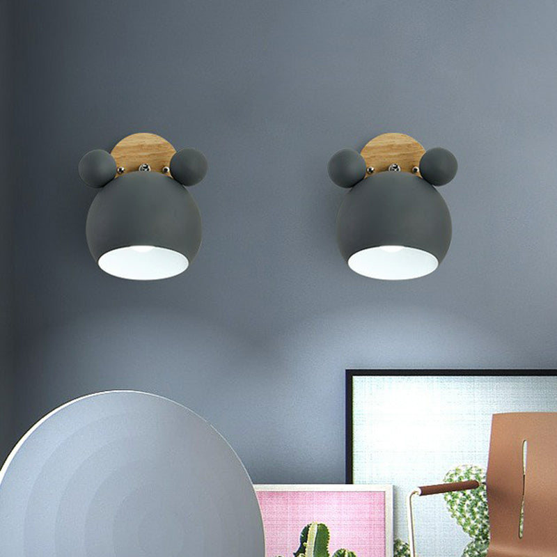 Bear Head Bedroom Wall Mount Light Metallic Single Minimalistic Wall Sconce Light
