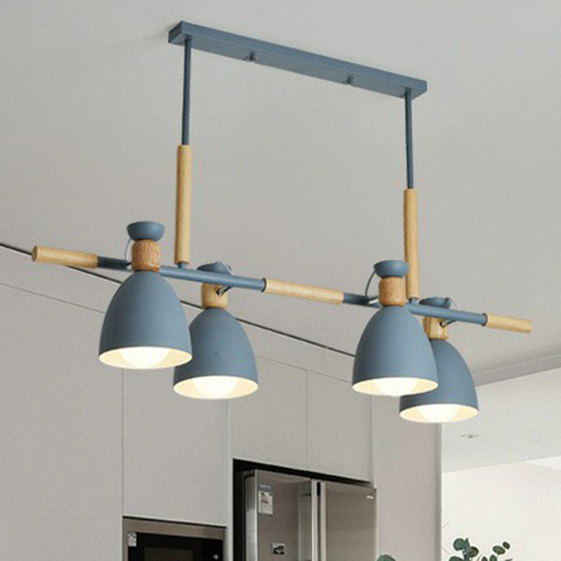 Simplicity Dome Shade Island Pendant Light Metallic 4 Heads Dining Room Ceiling Light