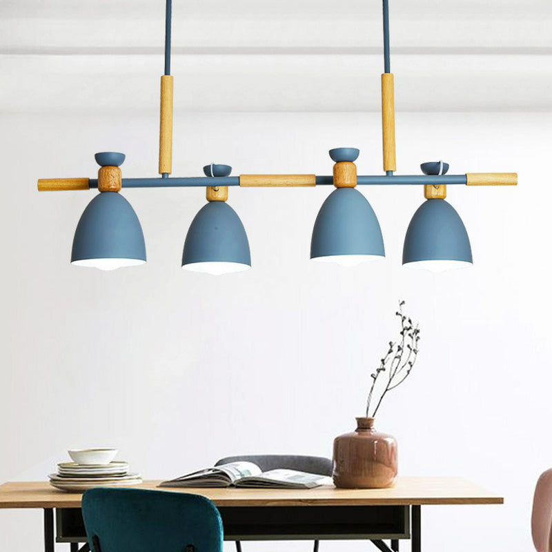 Simplicity Dome Shade Island Pendant Light Metallic 4 Heads Dining Room Ceiling Light