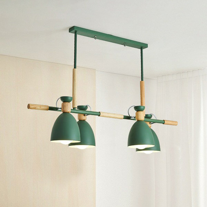 Simplicity Dome Shade Island Pendant Light Metallic 4 Heads Dining Room Ceiling Light