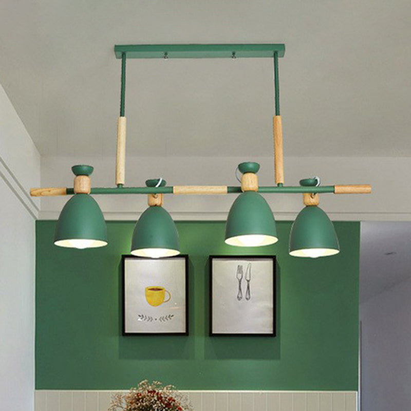 Simplicity Dome Shade Island Pendant Light Metallic 4 Heads Dining Room Ceiling Light