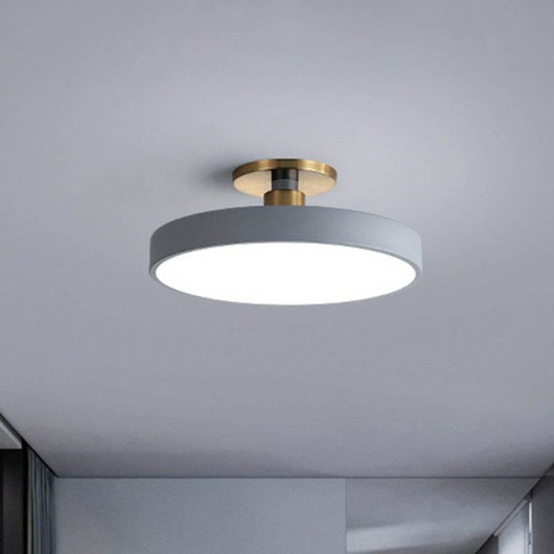 Round Flush Mount Light Nordic Style Acrylic Bedroom LED Semi Flush Ceiling Light