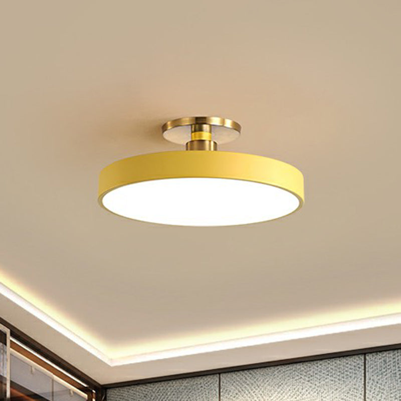 Round Flush Mount Light Nordic Style Acrylic Bedroom LED Semi Flush Ceiling Light