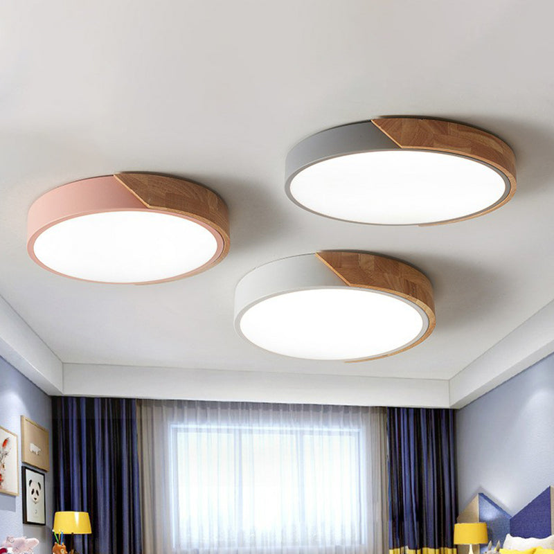 Luz de techo empotrada LED de estilo nórdico metálico con iluminación de montaje empotrado LED para dormitorio de forma redonda