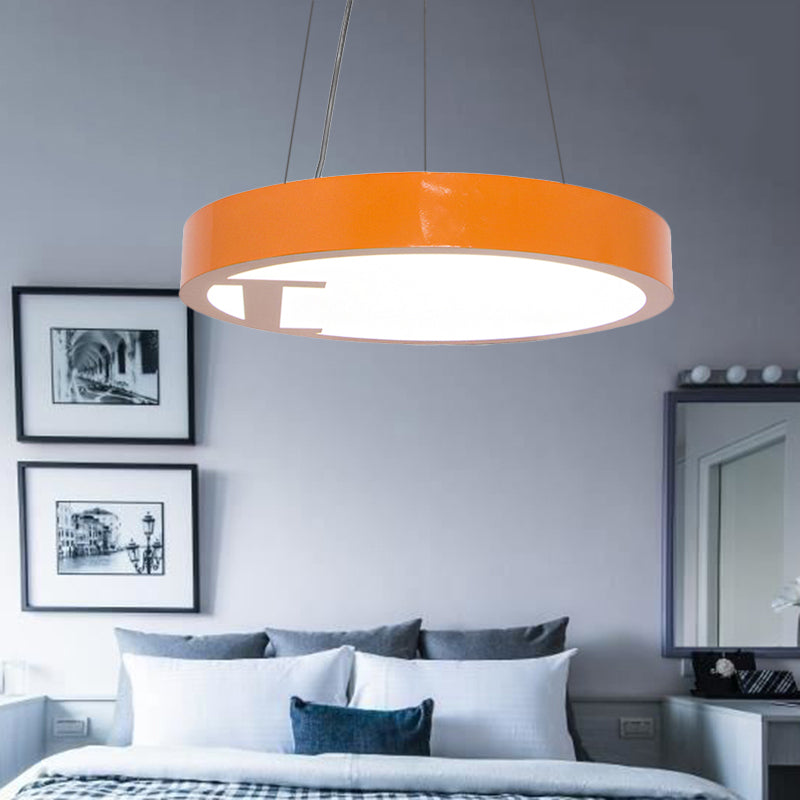 LED Living Room Chandelier Light Fixture with Round Acrylic Shade Modernism Style Yellow/Orange Pendant Lamp
