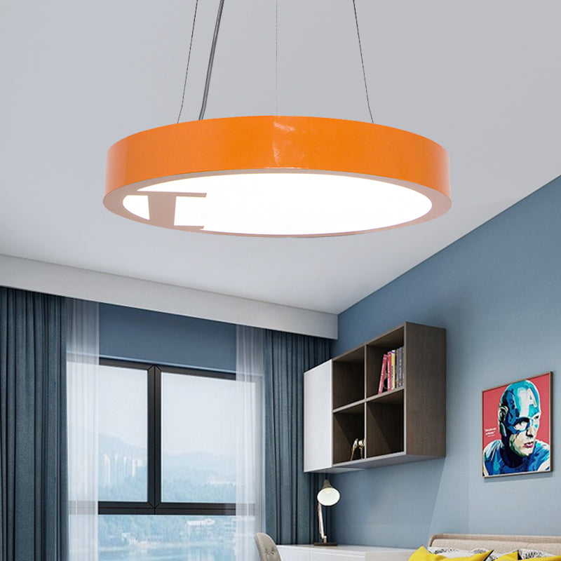 LED Living Room Chandelier Light Fixture with Round Acrylic Shade Modernism Style Yellow/Orange Pendant Lamp