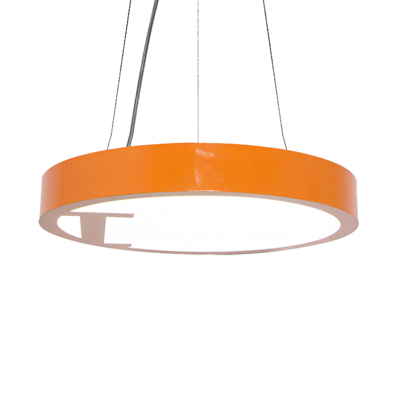 LED Living Room Chandelier Light Fixture with Round Acrylic Shade Modernism Style Yellow/Orange Pendant Lamp