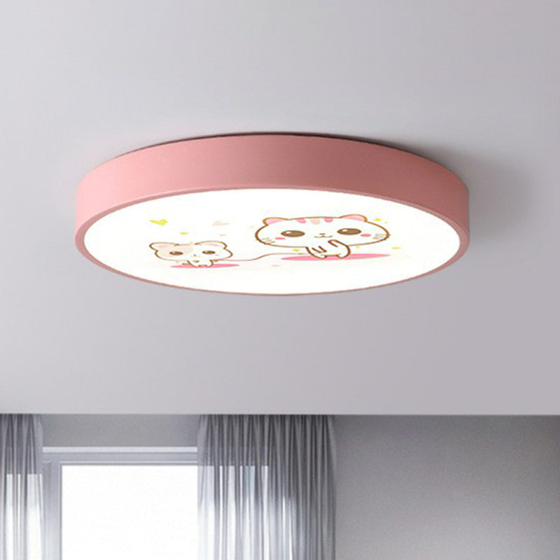 Éclairage encastré circulaire pour chambre à coucher, luminaire LED en acrylique de Style enfants avec dessin animé à motifs
