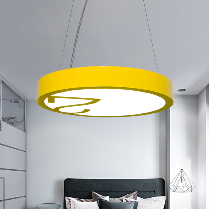 LED Living Room Chandelier Light Fixture with Round Acrylic Shade Modernism Style Yellow/Orange Pendant Lamp