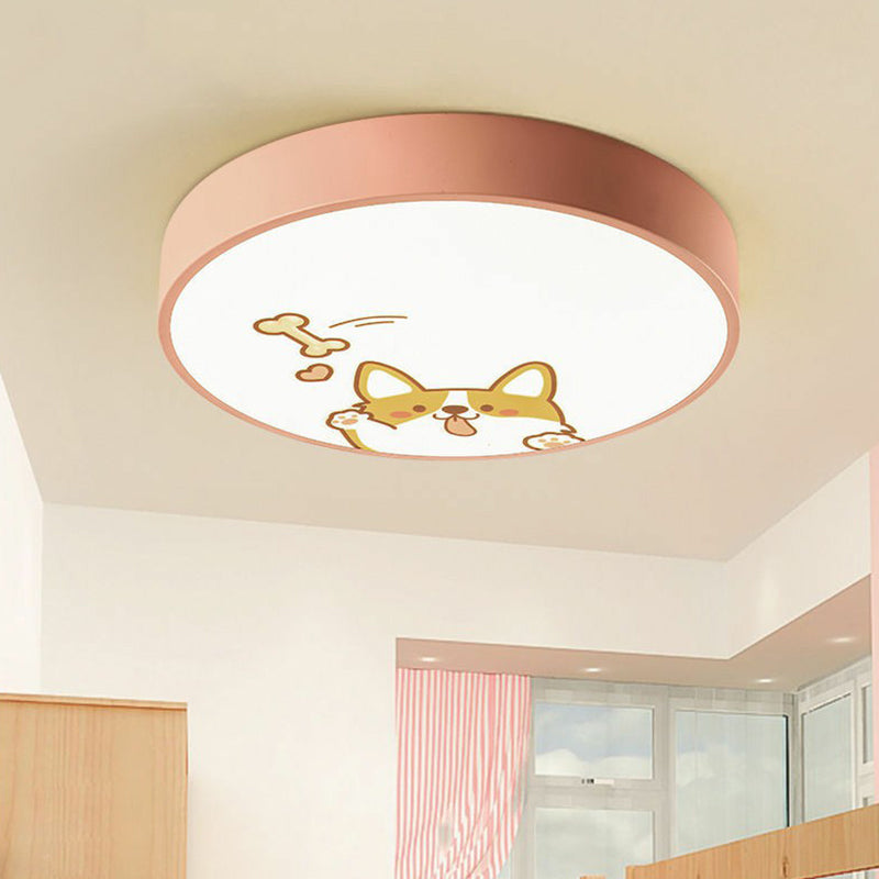 Plafonnier encastré à LED à motifs de dessin animé pour enfants, plafonnier en acrylique pour chambre à coucher avec abat-jour rond en métal