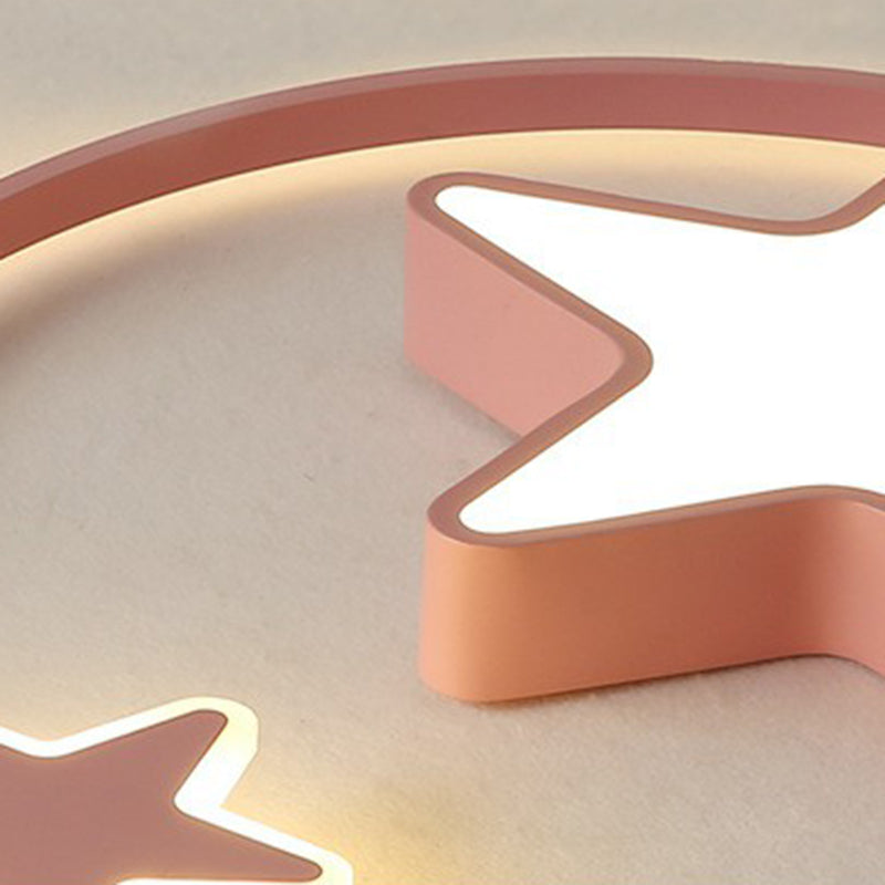 Iluminación empotrada en forma de anillo y estrella nórdica, accesorio metálico de montaje empotrado LED para dormitorio infantil