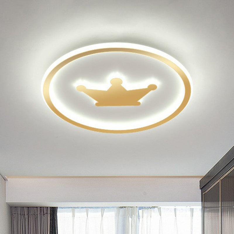 Kroonvormige LED-inbouw-minimalistische acryl-slaapkamer-inbouwplafondlamp met Halo-ring