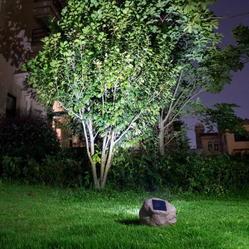 Plastic Artificial Stone Solar Pathway Lamp Contemporary Brown LED Lawn Spotlight