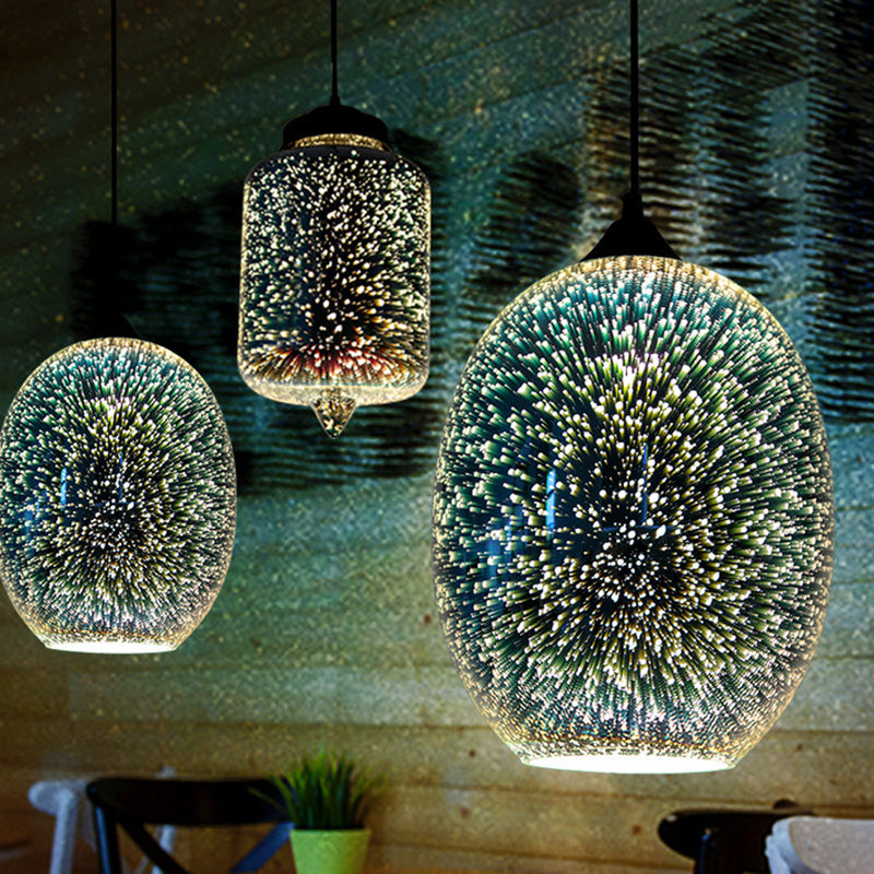 Ristorante geometrico Multi Light Cioncant 3D Glass Modern Style Impiccagione in nero in nero