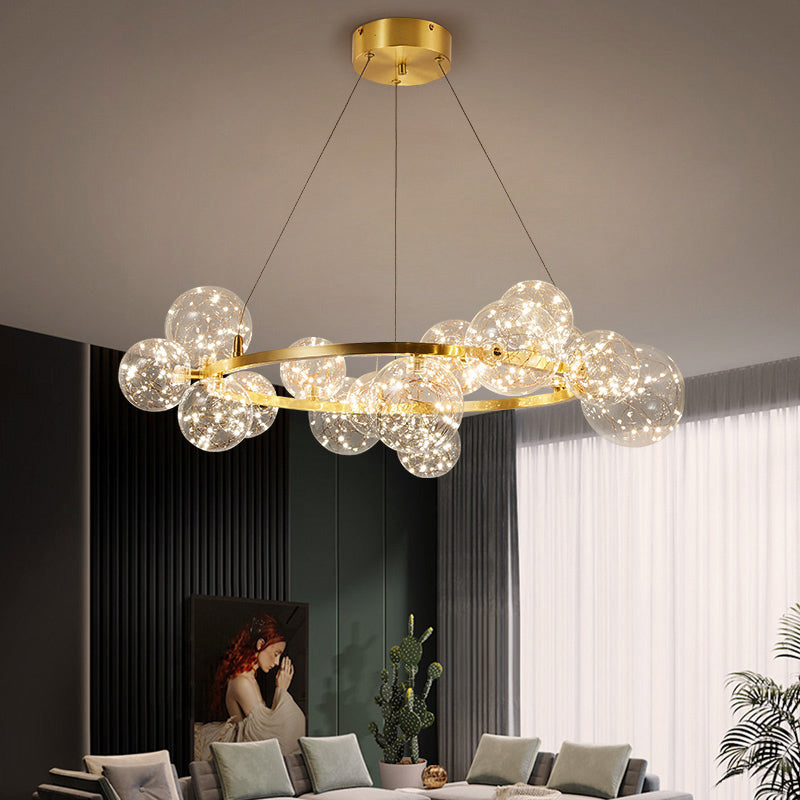 Lucile a soffitto del soggiorno Globe Living Luce a LEDELIE LED CONTENTERIORE con anello di alone in oro