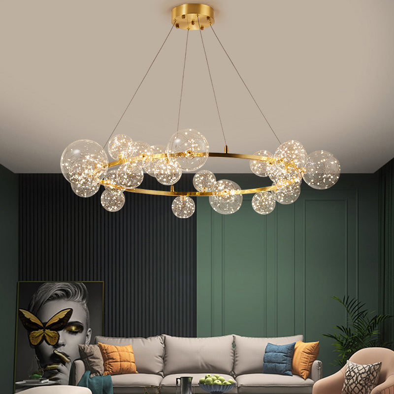 Lucile a soffitto del soggiorno Globe Living Luce a LEDELIE LED CONTENTERIORE con anello di alone in oro