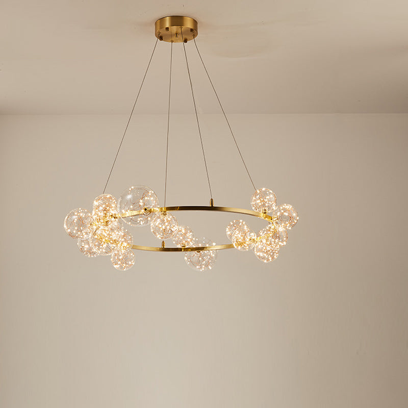 Lucile a soffitto del soggiorno Globe Living Luce a LEDELIE LED CONTENTERIORE con anello di alone in oro